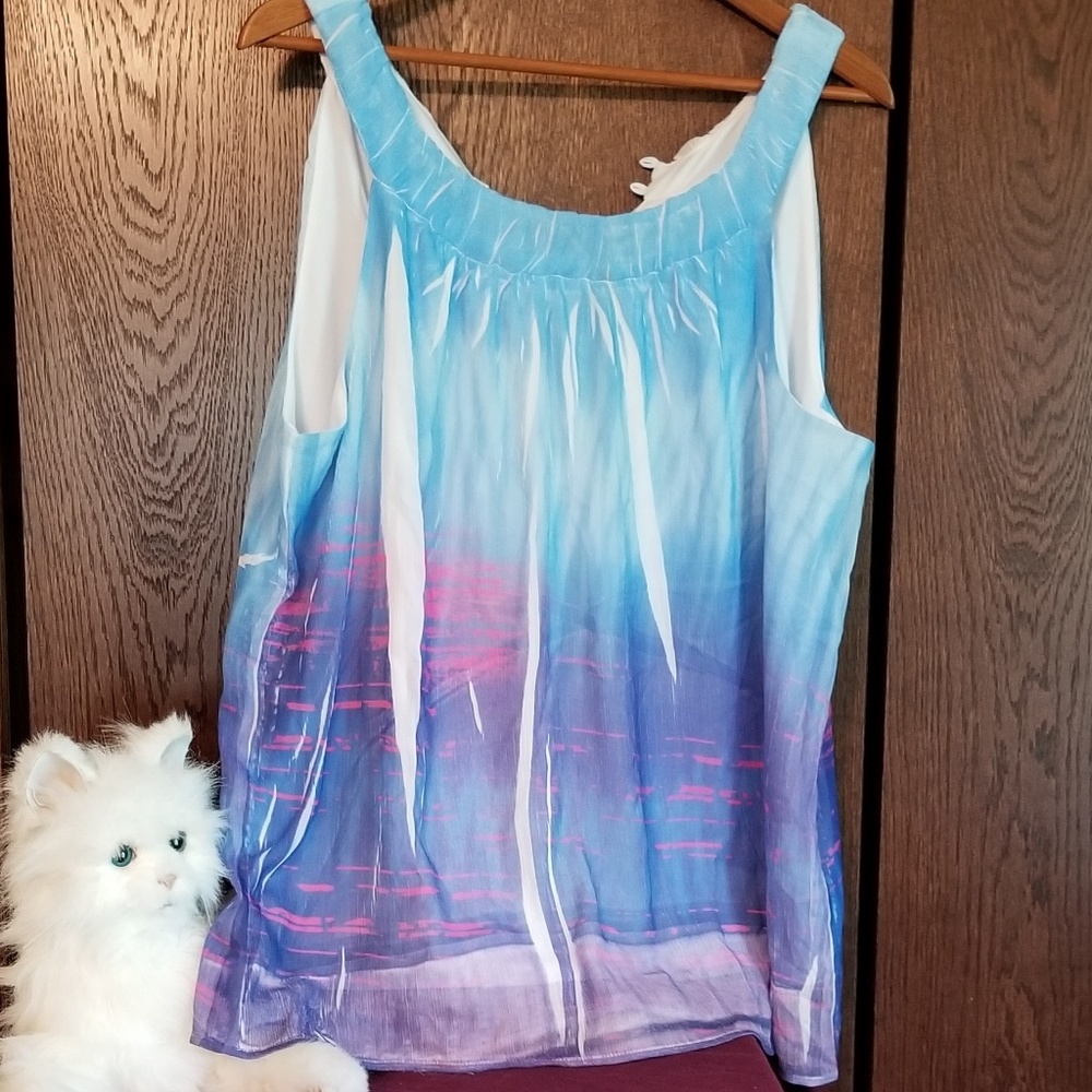 Ab Studio Lined Multi Colored Tunic - image 1